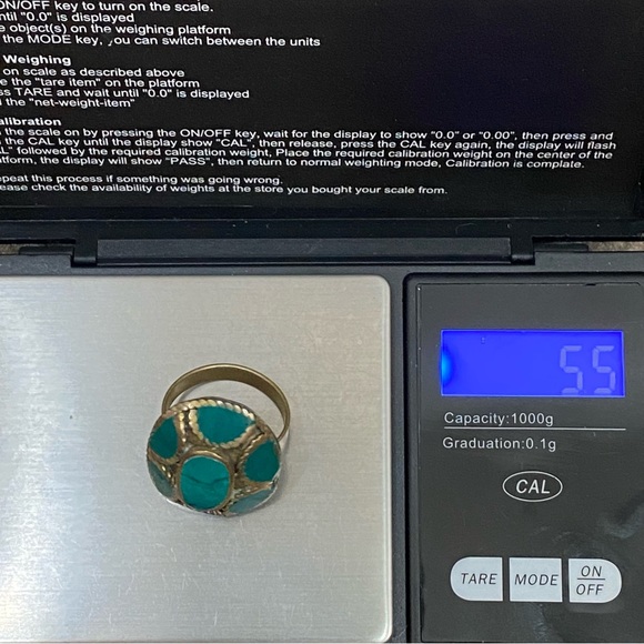 Vintage Turquoise Mosaic Cocktail Ring Size 8 - Picture 6 of 12